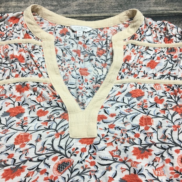 Lucky Brand Boho Top Sleeveless Orange Floral - Picture 3 of 7